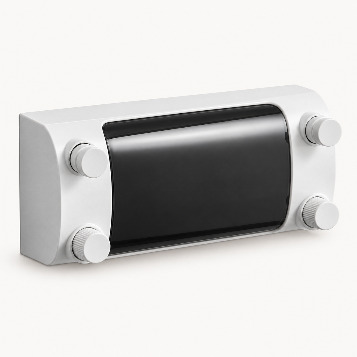 Tendedero retráctil de pared blanco y negro con dos salidas de cuerda.