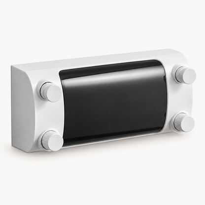 Tendedero retráctil de pared blanco y negro con dos salidas de cuerda.